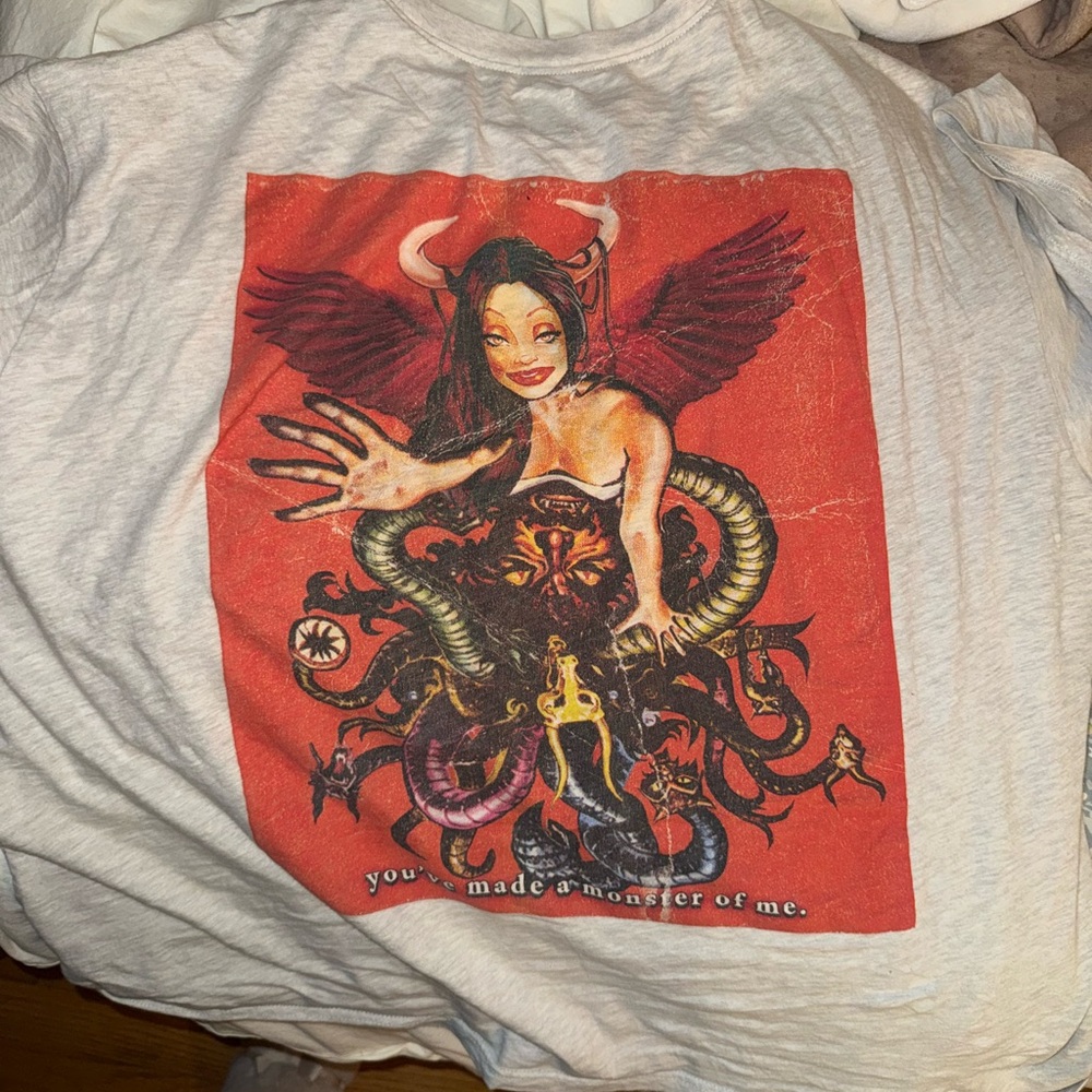 Boys Lie Cream Tee with Angel Graphic